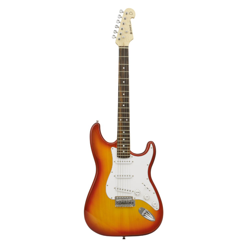 Chord CAL63-CS Strat Style Electric Guitar in Cherry Sunburst