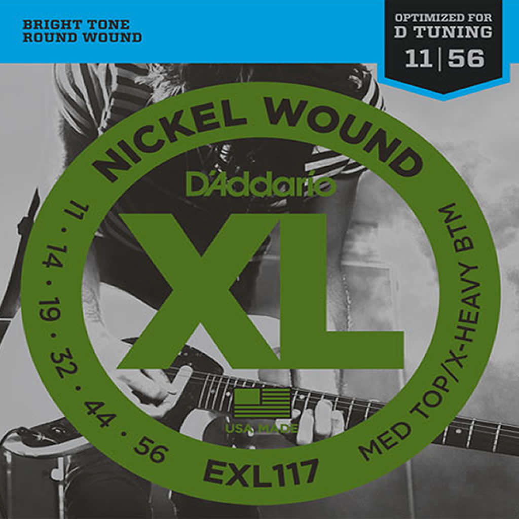 D'Addario EXL117 Nickel Wound, Medium Top/Extra-Heavy Bottom, 11-56