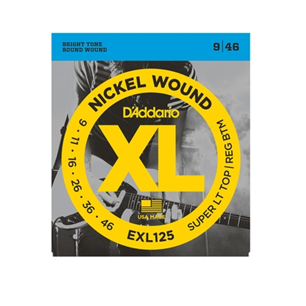 D'Addario EXL125 Nickel Wound, Super Light Top/Regular Bottom, 9-46